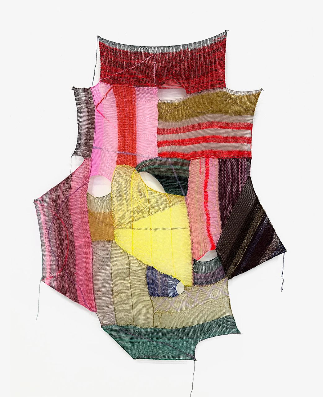 Tall stranger, 2023 | Hand-machine knitted thread, acrylic paint and T-pins 91.4 x 127 cm
