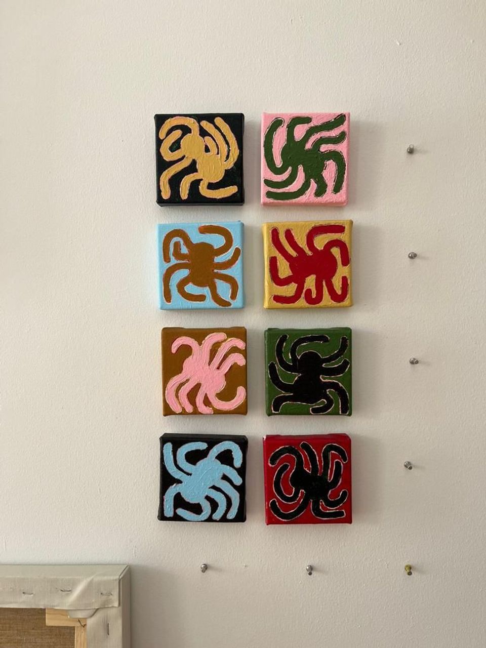 A, B, C, D, E, F, G, H, I, J, K, L, 2024 | acrylic on canvas 10.2 x 10.2 cm