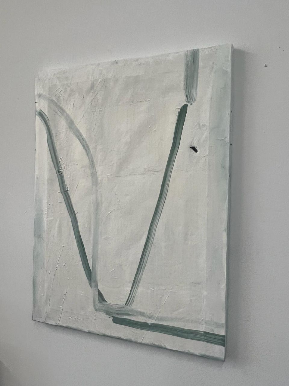 Crease, 2024 | Gesso, acrylic on found canvas 24 x 18 cm