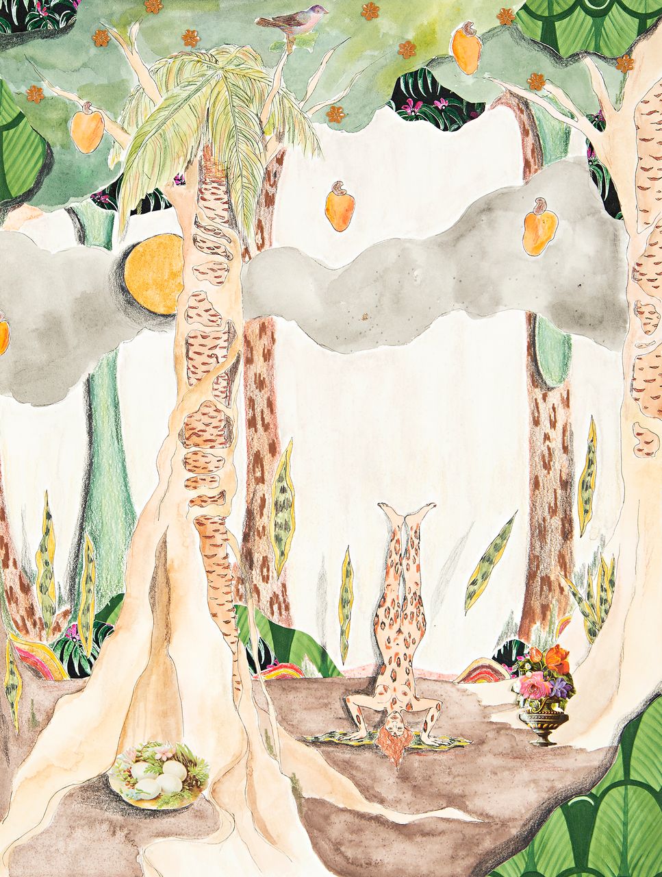 Figueira Mata-Pau, 2022 | watercolor, colored pencil and collage on paper 41 x 31 cm