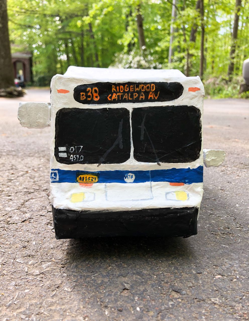 MTA Bus B38, 2020 | Cardboard, Paper, Acrylic Paint 15.2 x 17.8 cm