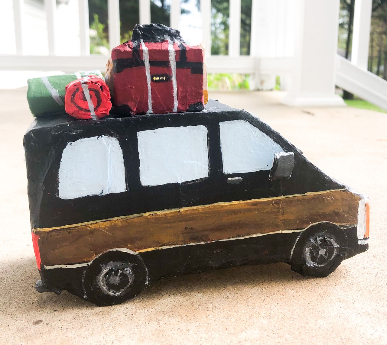Dodge Caravan with Luggage Rack, 2020 | Cardboard, Paper, Acrylic Paint 20.3 x 15.2 cm