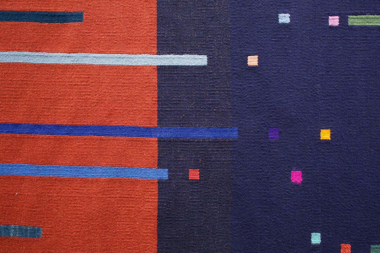 Midstream, 1983 | linen, wool, rayon, cotton, mohair, acrylic 119.4 x 180.3 cm