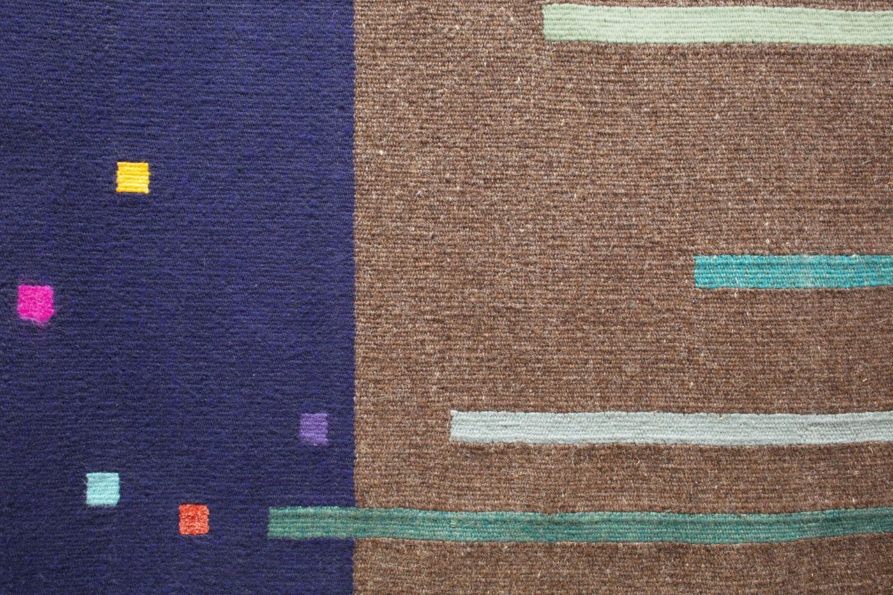 Midstream, 1983 | linen, wool, rayon, cotton, mohair, acrylic 119.4 x 180.3 cm