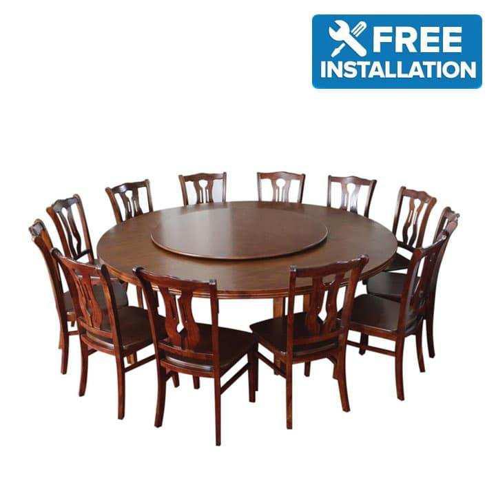 Best Deals For Sunrise Furniture 12 Seater Wooden Round Dining Table With Revolving Top Dark Walnut In Nepal Pricemandu