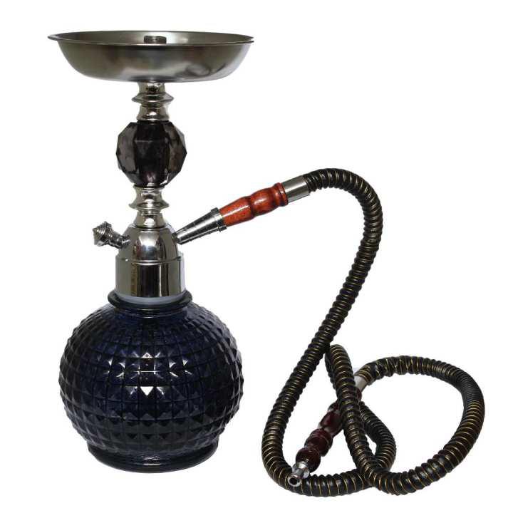 Best Deals For Navy Blue Black Glass Textured Round Bottom Small Hookah Set In Nepal Pricemandu