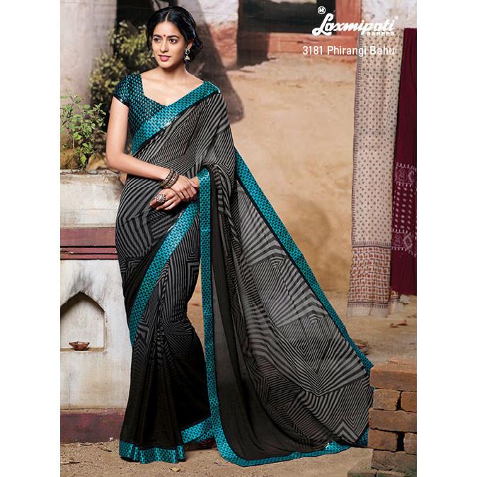 Buy Laxmipati White & Black Printed Brasso Fashion Saree - Sarees for Women  384956 | Myntra