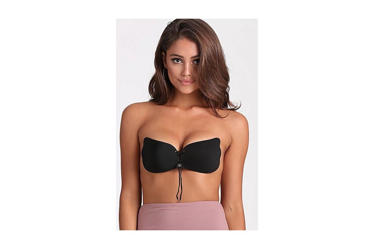 Strapless Backless Bra Push Up Silicone Drawstring Adjustable