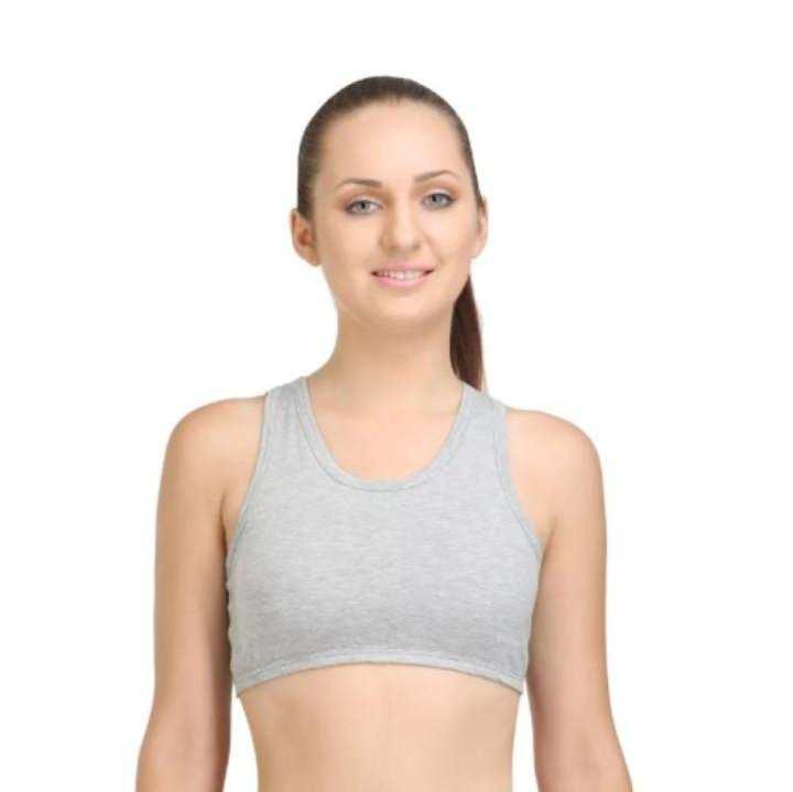 BODYCARE 1610Gr Cotton, Spandex Full Coverage Seamless Sports Bra (Grey)