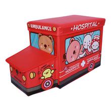 Red Hospital Ambulance Printed Foldable Ottoman For Kids