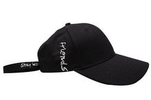 Usupso Long Strap & Letter Decoration Baseball Cap (Black)