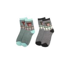 Combo Of 2 Pair Printed Socks For Kids -Grey/Black