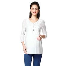 Nine Maternity White Solid Top For Women - 5447