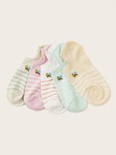 Cartoon Striped Ankle Socks 5pairs