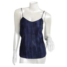 Navy Blue Shiny Sleeveless Top For Women