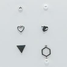 Concise heart-shape 3 pairs geometric stud earring (4711114821001)