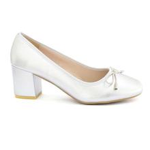DMK Silver Bowed Pump Heel Shoes For Women - 98675