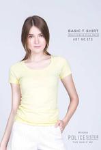 Police Light Yellow Solid T-Shirt For Women (ST.3)