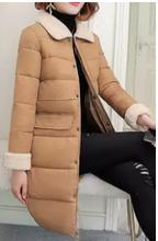 Ladies LAMB COLLAR LONG DOWN JACKET-CREAM