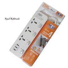 KOHINOOR (KN-214USB) Surge Protector 100% Copper Accessories '3 Port / 3 USB' 2500W (13A) 3 Pin Universal Authentic Extension Multiplug
