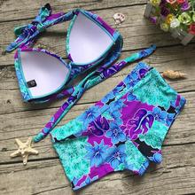 OULING Womens Bikini Top + Surfing Short Two Pieces Swimwear