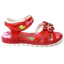 Red Floral Strappy Sandals For Girls