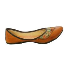 Brown Zari Embroidered Flat Jutti For Women