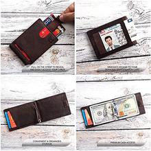 MIN-TAN RFID Blocking Slim Bifold Genuine Leather Front