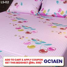 100% Cotton Bedsheet Pink (1 Bedsheet, 2 Pillow Cover) LS-02