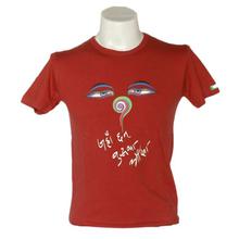 Chilli Red 'Buddha Eyes' Printed T-Shirt For Men