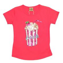 Black Cat Pink Drink Sequin T-Shirt For Girls -BCKG1767