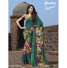 Foil Printed Georgette Facny Saree with Blouse for Women 