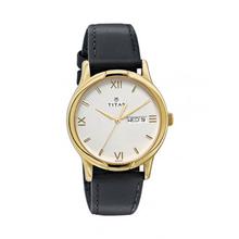 Titan Black Leather Strap Analog Watch For Men - (1580SL02)