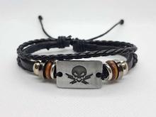 Black/Silver Leather Bracelet For Men