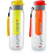 Cello Infuse Plastic Water Bottle Set, 800ml, Set of 2,