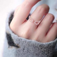 Adjustable Angel Wing Small Stones Studded Finger Ring for Women