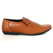 Tan Brown Round Toe Casual Shoes For Men