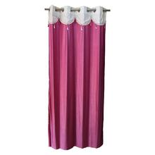 Plain Pink Curtains With White Jhalar Belt