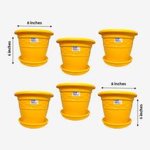 Bagmati 8" Plastic Flower Pot / Gamala With Plate (Set Of 6)