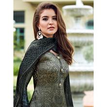 Stylee Lifestyle Grey Satin Printed Dress Material - 1865