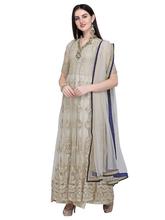 Stylee Lifestyle Cream Net Embroidered Dress Material