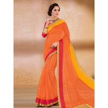 Stylee Lifestyle Orange Organza Woven Saree - 1887