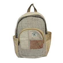 Cream/Grey/Red Textured Side Pocket Hemp Backpack - Unisex