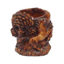 Brown Horse Carved Pen Holder