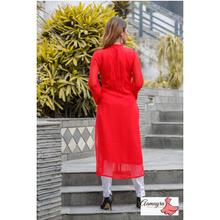 Red Ciffon Long Kurti For Women