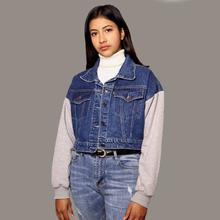 Blue Solid Denim Jacket For Women By Nyptra