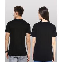 Printed Men & Women Round Neck Black T-Shirt  (Pack of 2)