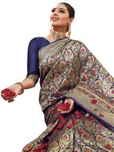 Stylee Lifestyle Navy Blue Banarasi Silk Jacquard Saree - 2287