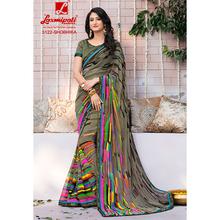 Laxmipati Pattern Design Printed Grey Georgette Designer Saree with attached Grey Blouse piece for Casual, Party, Festival and Wedding