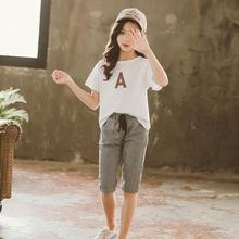 Checkered two-piece suit_kids girls summer 2019 Korean